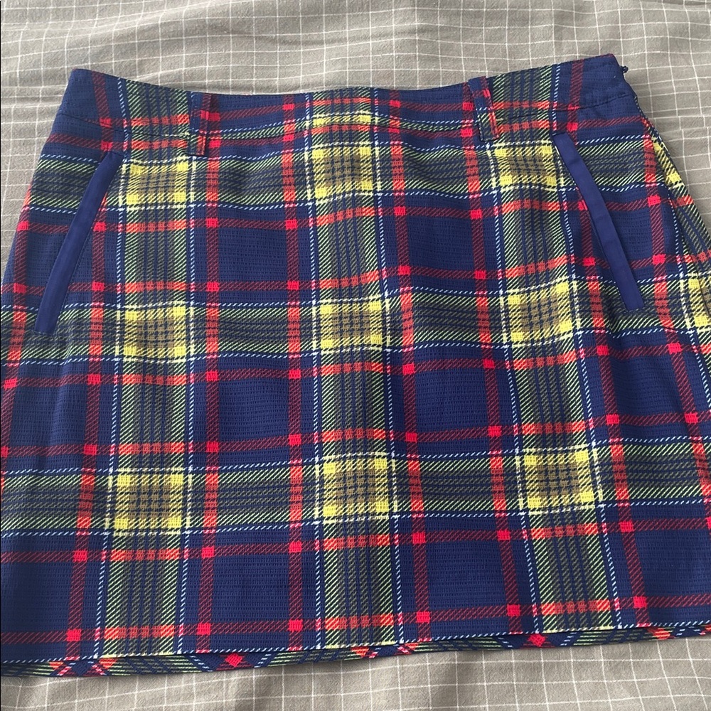 Louis Castel Plaid Blue and Yellow Women's Skort